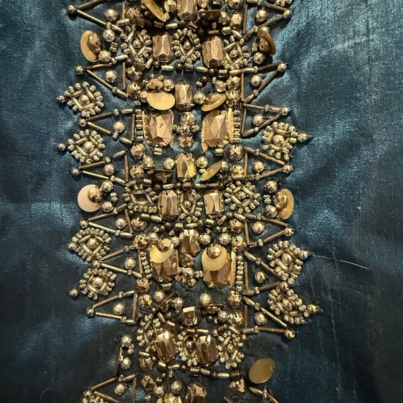 Miss Albright Blue Silk Beaded Sequins Boho Statement Tote Anthropologie - Picture 2 of 6